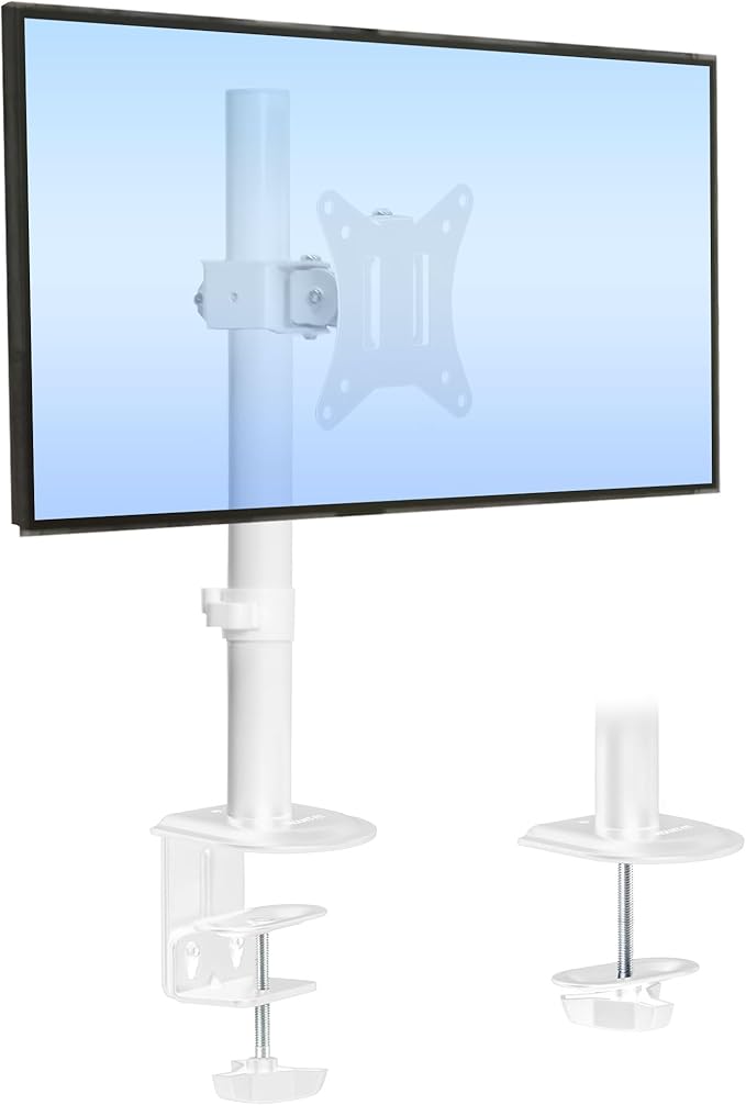 Mount-It! White Single Monitor Stand – Adjustable Desk Arm by Mount-It