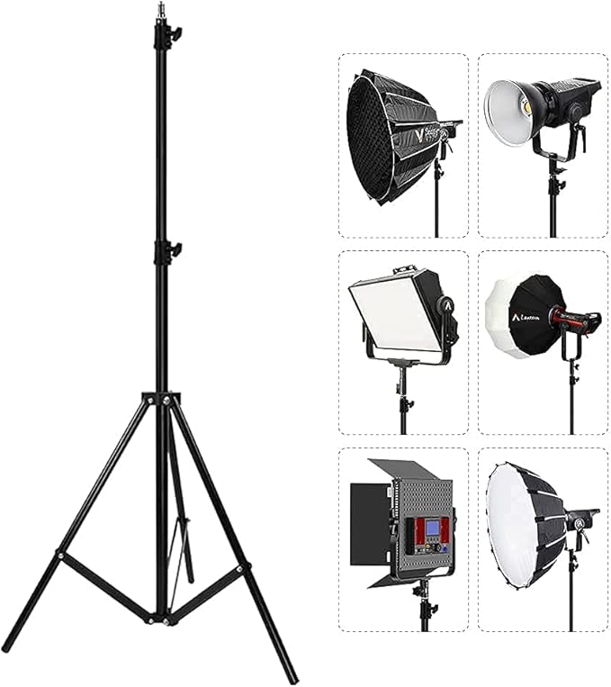 Heavy Duty Light Stand 9.5 Feet/2.8 Meters Adjustable Spring Cushioned Metal - Image 9