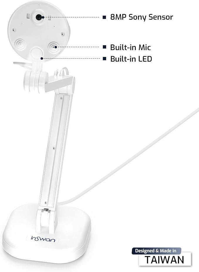 INS-1 USB Document Camera — 8MP Ultra HD, Auto Focus, LED Light, Built-in - Image 2