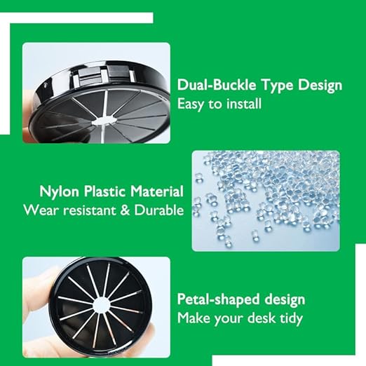4PCS Cable Grommets, 2-5/8" Desk Hole Cover Petal Shaped Buckle Type Nylon Snap - Image 3
