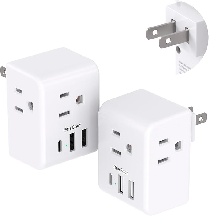 2 Pack US to Japan Plug Adapter, 2 Prong to 3 Prong Outlet Adapter by OneBeat
