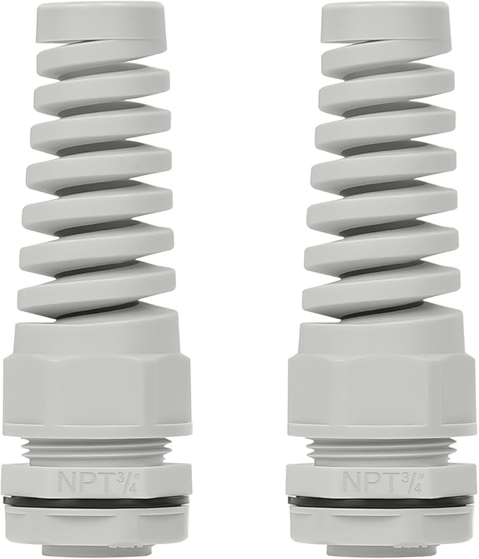LeMotech 2Pcs NPT 3/4" IP68 Waterproof Cable Gland Flex Spiral Strain Relief by LeMotech