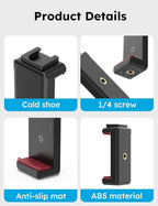 VRIG Phone Tripod Mount with Cold Shoe Adapter, Phone Holder Clip Connector - Image 6