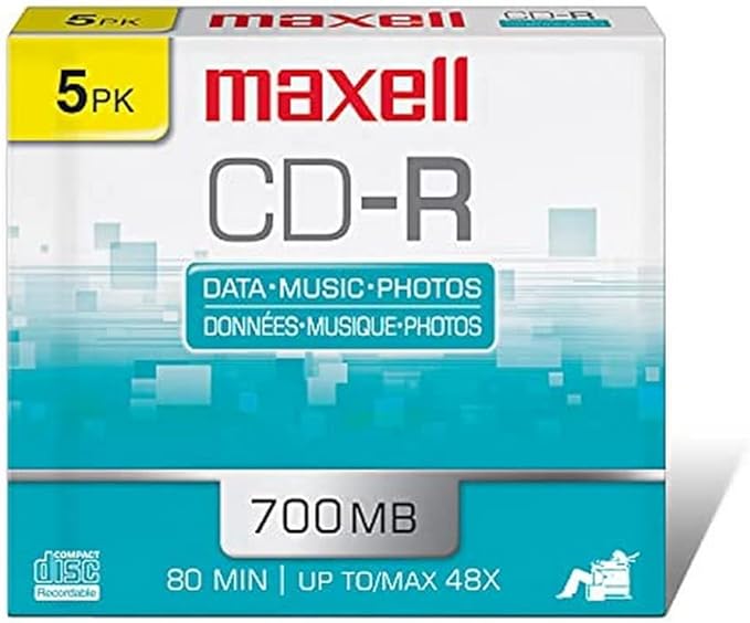 Maxell Slim Polycarbonate Substate 700Mb 80 Min CD-Recordable Slim Jewel 5 Pack by Maxell