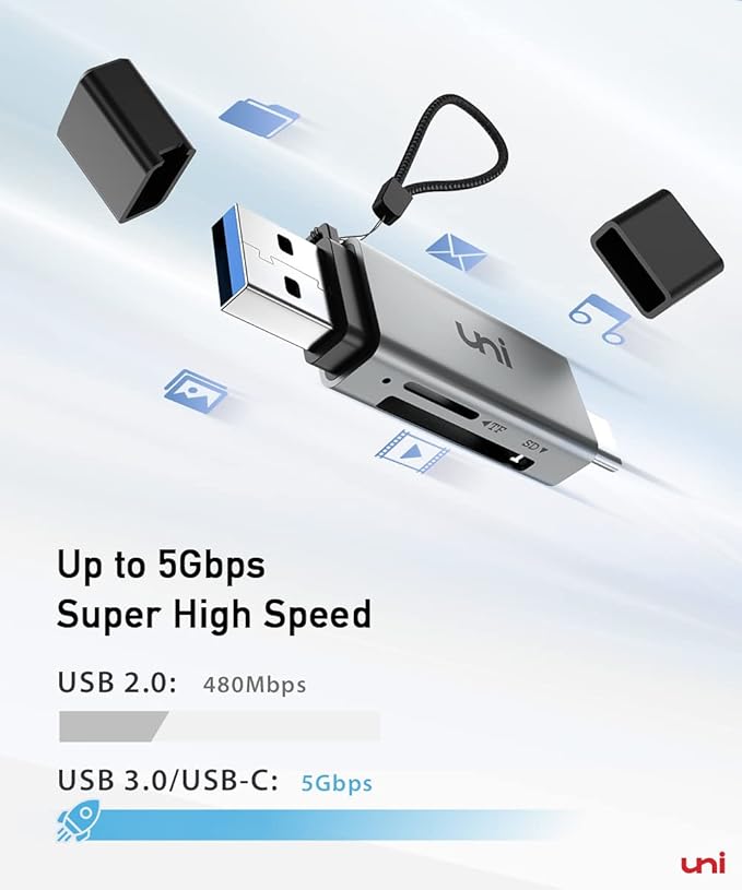 uni SD Card Reader, High-Speed USB C to Micro SD Card Adapter USB 3.0 Dual Slots - Image 9