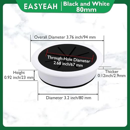 2 Pcs Desk Grommet 3-1/8" / 80 mm, Desk Hole Cover - Image 9