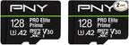 PNY 128GB PRO Elite Prime C10 U3 V30 A2 microSDXC Flash Memory Card – by PNY