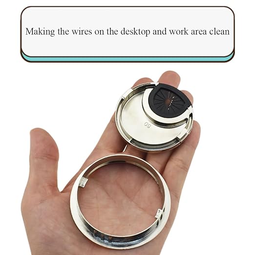 HAHIYO 2Pcs 2.4Inch/60mm Brushed Silver Zinc Alloy Desk Grommet Wire Grommet - Image 5
