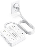 Surge Protector Power Strip 15 Ft Cord, HUNIAN Flat Plug Extension Cord by HUNIAN