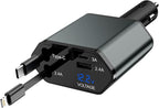 66W Retractable Car Charger, CarCharger Fast Charging 4 in 1 Car Phone Charger by Fitquipment