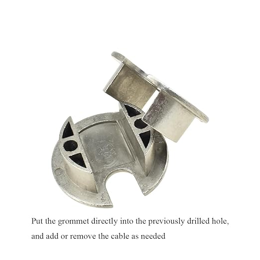 HAHIYO 2Pcs 1.38Inch/35mm Brushed Silver Zinc Alloy Desk Grommet Wire Grommet - Image 4