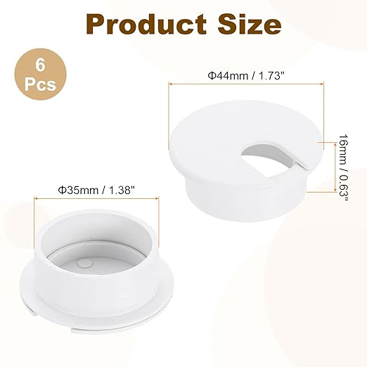 uxcell 6 Pcs 35mm Desk Grommet, Plastic Cable Hole Cover, Wire Cord Cable - Image 2