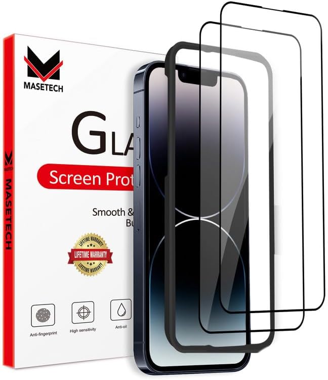 iPhone 14/13/13 Pro Screen Protector Tempered Glass and Installation Tool by MASETECH