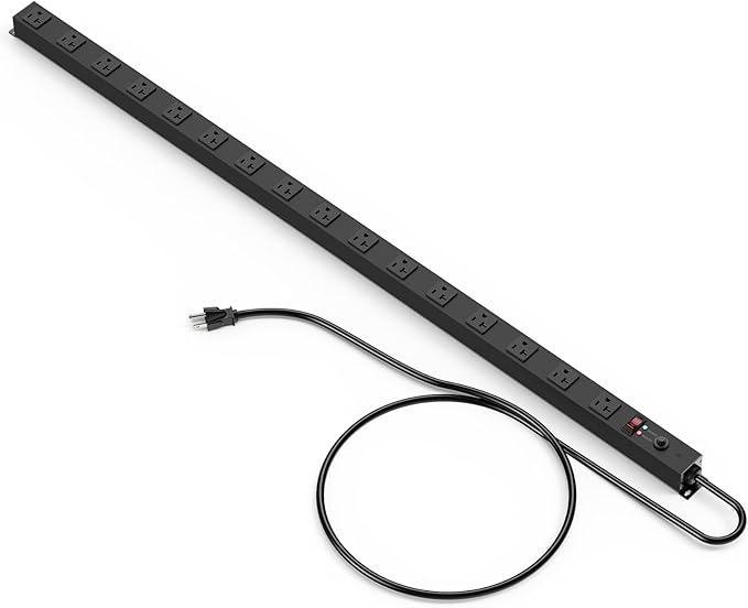 JUNNUJ Long Metal 16 Outlet Power Strip, Heavy Duty Power Strips Surge by JUNNUJHome