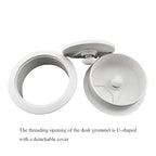 HAHIYO 2Pcs 2Inch/50mm White ABS Plastic Sector-shaped Desk Grommet Wire - Image 3