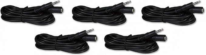 Five Pack of YCS Basics 12 Foot 3.5mm Headphone Extension Cables Male/Female by YCS+basics