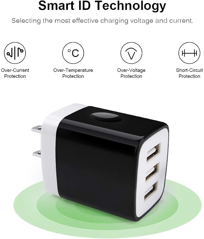 Wall Charger Adapter, USB Cubes, Sicodo 3Pack Universal Travel 3.1A 3 Muti Port - Image 5