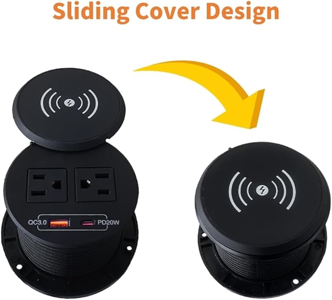 ZESHAN Desk Power Grommet Desktop Power Outlet Sofa Table Outlet - Image 3