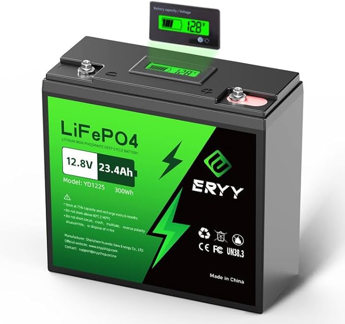 12V 23.4Ah LiFePO4 Lithium Deep Cycle Battery by ERYY