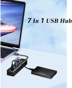 2 Pack 7 Ports USB Hub, High Speed Data Transmission Docking Station, Compatible - Image 6