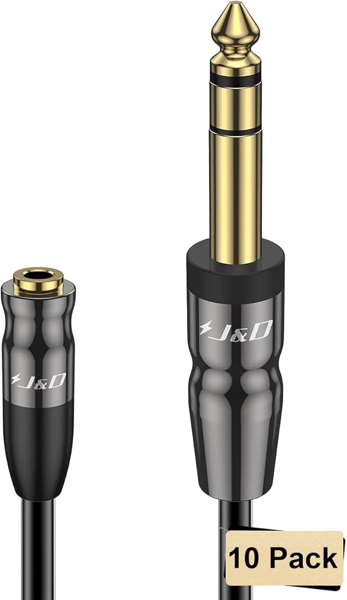 J&D 1/4 inch to 3.5mm Headphone Adapter, Heavy Duty Copper Shell Connecter by JDTech
