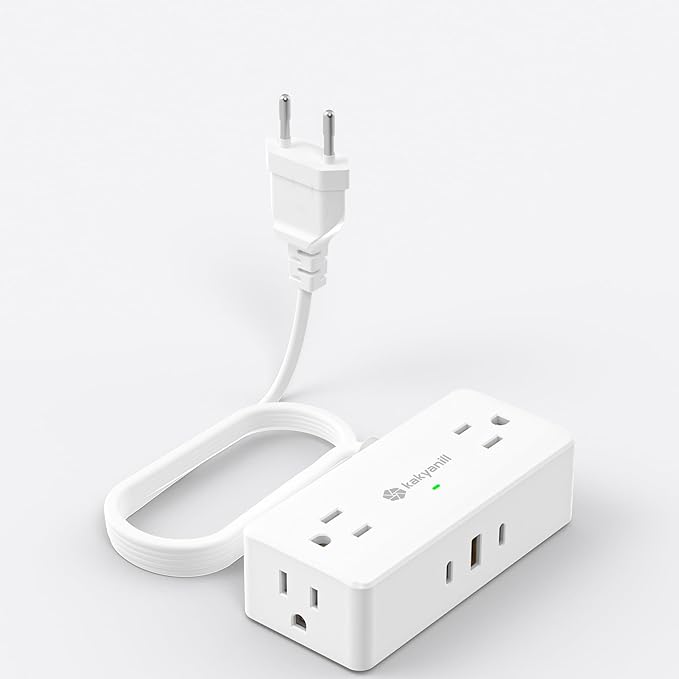 Kakyanill European Travel Plug Adapter, Italy Power Adapter, 4 AC Outlets by kakyanill