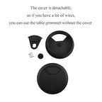 HAHIYO 2Pcs 2Inch/50mm Black ABS Plastic Sector-shaped Desk Grommet Wire - Image 3