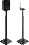 Mounting Dream Black Alloy Steel Speaker Stands, Height Adjustable Bookshelf by MountingDream