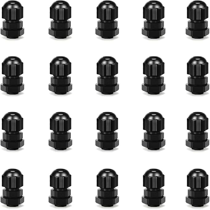 Cable Gland 20 Pack Plastic Waterproof Adjustable Connector 3-7mm PG7 Strain by CGELE