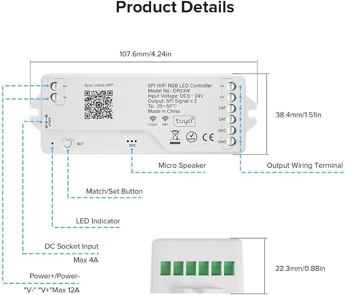 WiFi RGB IC LED Controller DR03W, Control by Smart Life/Tuya APP/Alexa/Google - Image 7
