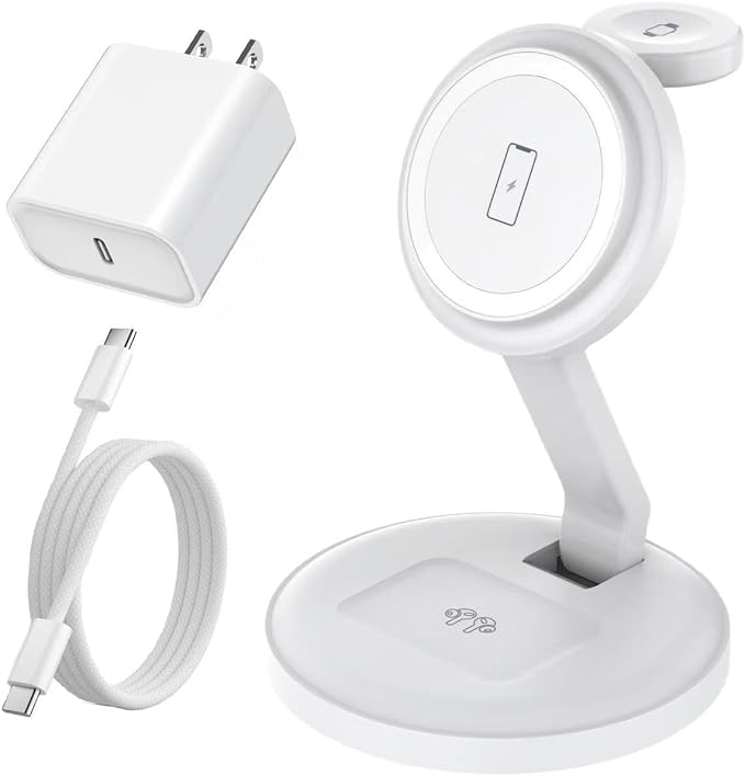Charging Station for Apple Magnetic Wireless iPhone Mag-Safe Charger, 15W 3in1 by Unknown