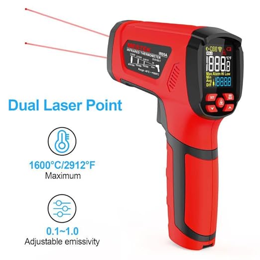 -40℉~2912℉ MESTEK Infrared Thermometer Temperature Gun, 50:1 Dual Laser High - Image 9