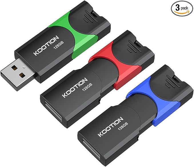 KOOTION 128GB Flash Drive 3 Pack USB Flash Drives Multicolor USB Drive by KOOTION