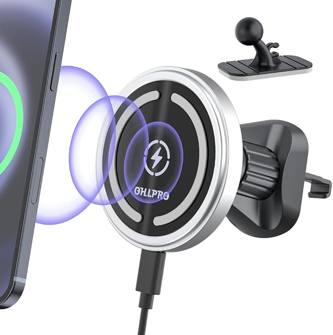Magnetic Wireless Car Charger Compatible by OHLPRO