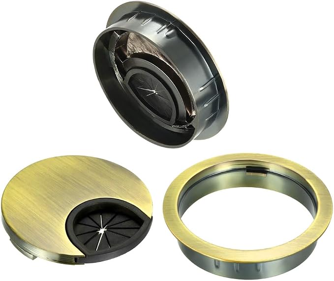 uxcell Cable Hole Cover, 2.1Inch/53mm Zinc Alloy Desk Wire Cord Cable Grommets - Image 3