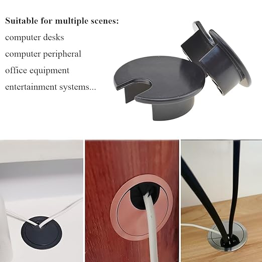 HAHIYO 2Pcs 1.38Inch/35mm Black Zinc Alloy Desk Grommet Wire Grommet Cable - Image 7