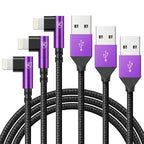 KIYODA iPhone Charger Cable 6ft, 3 Pack Lightning Cable, 90 Degree Nylon by KIYODA
