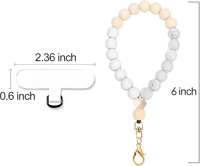 Marble Silicone Beaded Phone Wrist Strap, Cellphone Lanyard - Image 6