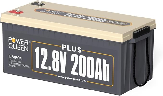 Power Queen 12V 200Ah PLUS LiFePO4 Battery, Built-in 200A BMS, 2560Wh Lithium by PowerQueen