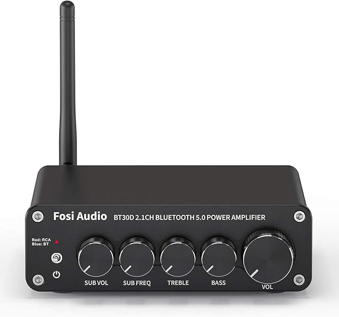 Fosi Audio BT30D Bluetooth 5.0 Stereo Audio Receiver Amplifier 2.1 Channel Mini by FosiAudio