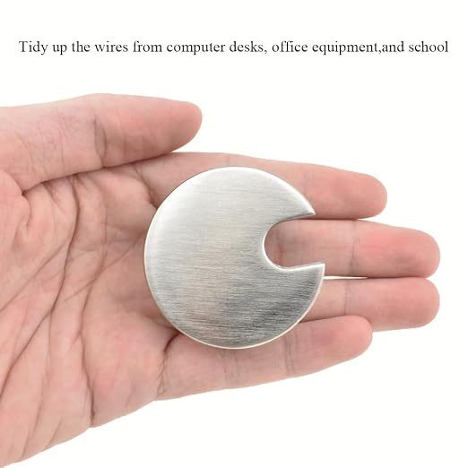 HAHIYO 2Pcs 1.38Inch/35mm Brushed Silver Zinc Alloy Desk Grommet Wire Grommet - Image 6