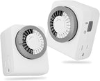 BN-LINK Timer Outlet with 2 Grounded Outlets, Mechanical Light Timers by BN-LINK