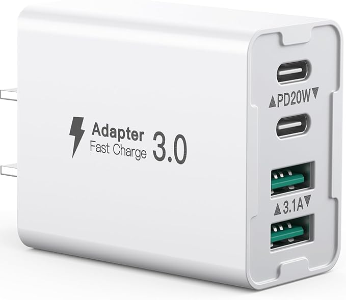 USB C Wall Charger, 40W 4-Port USB C Charger Block, Fast Charging Block Dual by SCCVEE