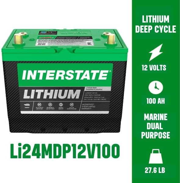 Interstate Batteries 12V 100Ah Group Size 24M Lithium Marine Dual Purpose Deep - Image 2