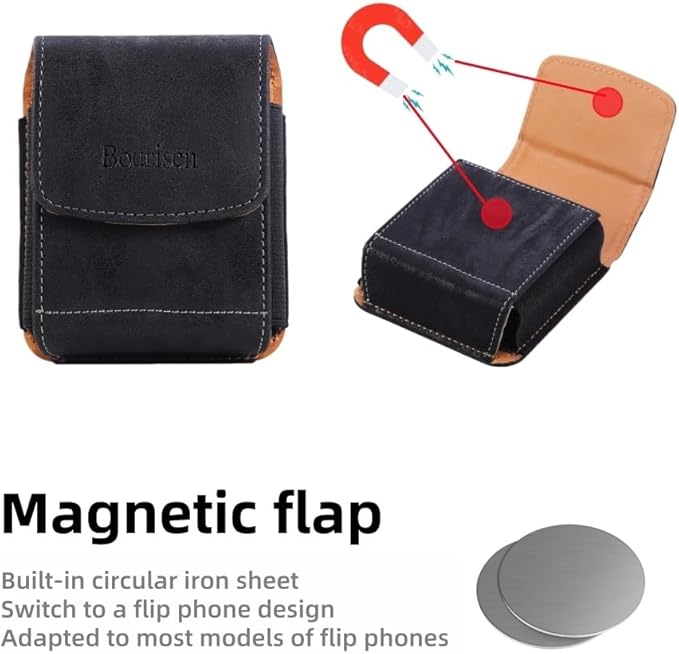 Universal Phone Holster Phone Pouch Case Belt Clip Belt Loops Card Slot Faux - Image 3
