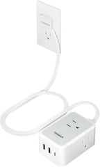 Short Flat Extension Cord, TESSAN Small Power Strip by TESSAN