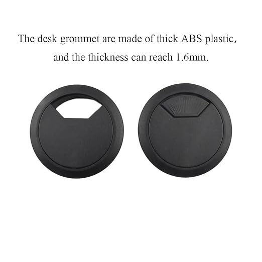 HAHIYO 2Pcs 2Inch/50mm Black ABS Plastic Sector-shaped Desk Grommet Wire - Image 4