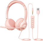 USB Headset with Microphone for PC, On-Ear Computer Laptop Headphones with by JIAMQISHI