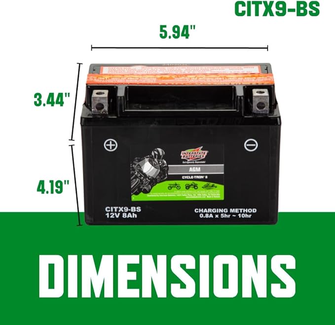 Interstate Batteries YTX9-BS 12V 8Ah Powersports Battery 130CCA AGM - Image 4