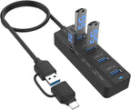 USB C Hub, 5Gbps 7 Ports USB 3.0, USB Hub by HORNORM